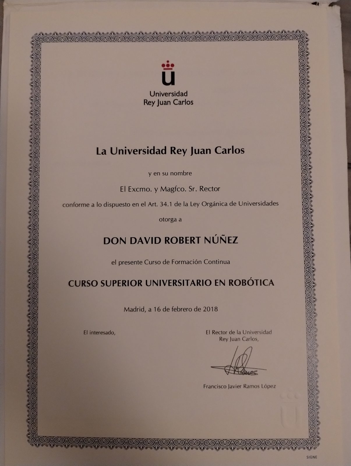 Advanced robotics course